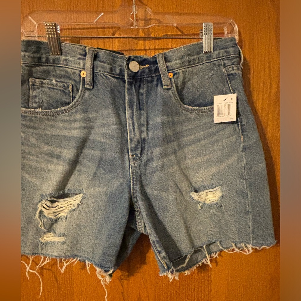 Blank‎ NYC Light Wash Distressed Jean Shorts High Rise Blue Size 27 NWT